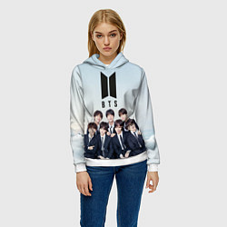Толстовка-худи женская BTS, цвет: 3D-белый — фото 2