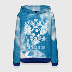 Толстовка-худи женская FOOTBALL RUSSIA Футбол, цвет: 3D-синий
