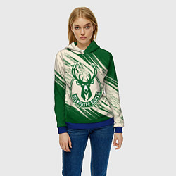 Толстовка-худи женская Милуоки Бакс, цвет: 3D-синий — фото 2