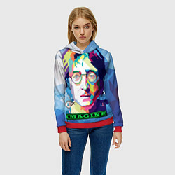 Толстовка-худи женская Джон Леннон Imagine, цвет: 3D-красный — фото 2