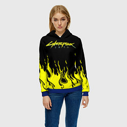 Толстовка-худи женская CYBERPUNK 2077, цвет: 3D-синий — фото 2