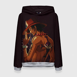 Толстовка-худи женская One Piece Портгас Д Эйс, цвет: 3D-меланж