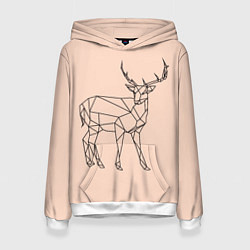 Толстовка-худи женская Олень, deer, цвет: 3D-белый
