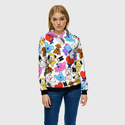 Толстовка-худи женская BTS BT21, цвет: 3D-черный — фото 2