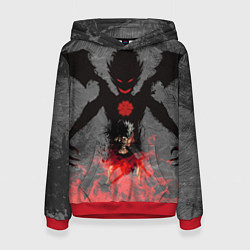 Толстовка-худи женская Черный клевер, цвет: 3D-красный