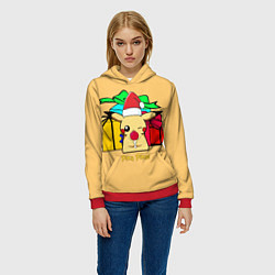 Толстовка-худи женская New Year Pikachu, цвет: 3D-красный — фото 2