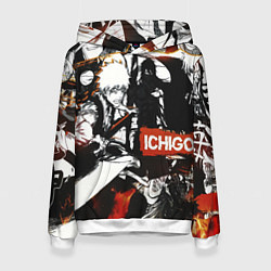 Толстовка-худи женская Bleach Блич Ичиго Курасаки, цвет: 3D-белый