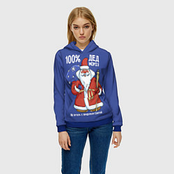 Толстовка-худи женская 100% Дед Мороз, цвет: 3D-синий — фото 2