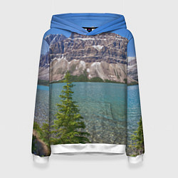 Толстовка-худи женская Горное озеро, цвет: 3D-белый