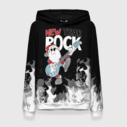 Толстовка-худи женская New year rock, цвет: 3D-белый