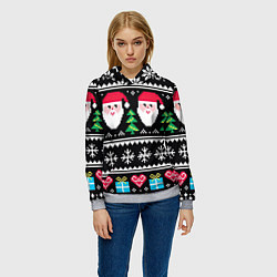 Толстовка-худи женская Ho! Ho! Ho!, цвет: 3D-меланж — фото 2