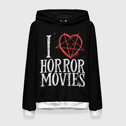 Толстовка-худи женская I Love Horror Movies, цвет: 3D-белый