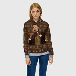 Толстовка-худи женская Мем Ди каприо с бокалом, цвет: 3D-меланж — фото 2