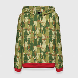 Толстовка-худи женская Камуфляж из котов, цвет: 3D-красный