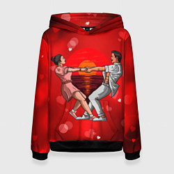 Толстовка-худи женская Влюблённые кружатся держась за руки, цвет: 3D-черный