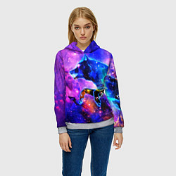 Толстовка-худи женская Волки, цвет: 3D-меланж — фото 2