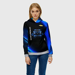 Толстовка-худи женская Chevrolet, цвет: 3D-меланж — фото 2