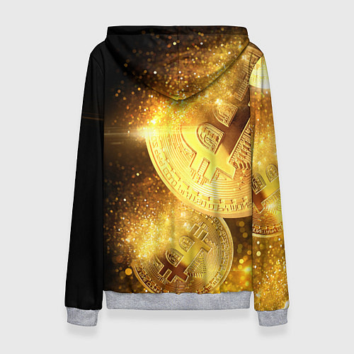 Женская толстовка БИТКОИН ЗОЛОТО BITCOIN GOLD / 3D-Меланж – фото 2