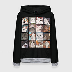 Толстовка-худи женская Коты и кошки, цвет: 3D-меланж