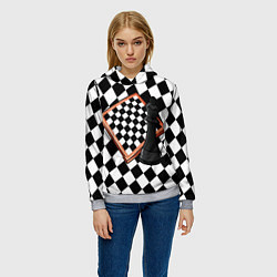 Толстовка-худи женская Шахматы, цвет: 3D-меланж — фото 2