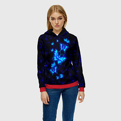 Толстовка-худи женская Неоновые бабочки, цвет: 3D-красный — фото 2