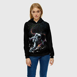 Толстовка-худи женская Космический Сёрфинг, цвет: 3D-черный — фото 2