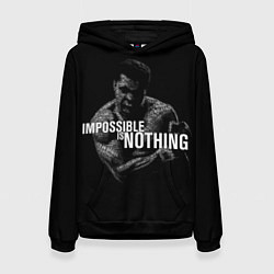 Толстовка-худи женская Возможно Всё Мухаммед Али, цвет: 3D-черный