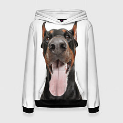 Толстовка-худи женская Доберман Doberman, цвет: 3D-черный