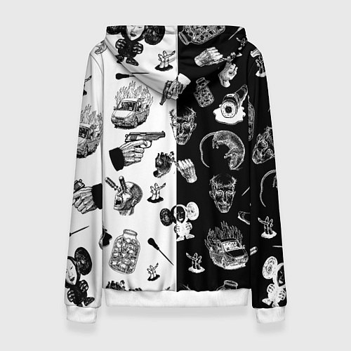 Женская толстовка КРОВОСТОК ТАТУИРОВКИ ЧБ / 3D-Белый – фото 2