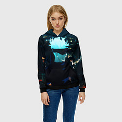 Толстовка-худи женская Магическая битва, цвет: 3D-черный — фото 2