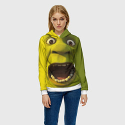 Толстовка-худи женская Shrek is Yelling, цвет: 3D-белый — фото 2