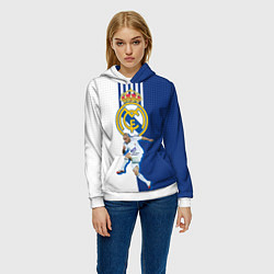 Толстовка-худи женская Роберто Карлос Реал Мадрид, цвет: 3D-белый — фото 2