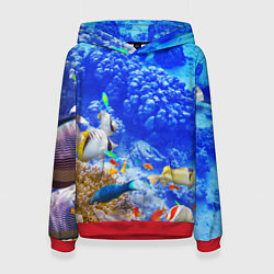 Толстовка-худи женская Морской мир, цвет: 3D-красный
