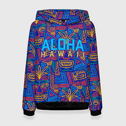 Толстовка-худи женская ALOHA HAWAII АЛОХА ГАВАЙИ, цвет: 3D-черный