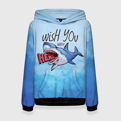 Толстовка-худи женская Wish you were - here, цвет: 3D-черный