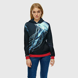 Толстовка-худи женская Рисунок медуза, цвет: 3D-красный — фото 2