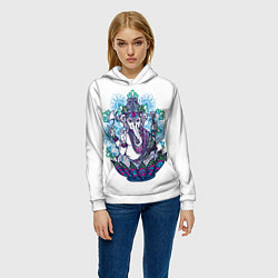Толстовка-худи женская Слон будда, цвет: 3D-белый — фото 2