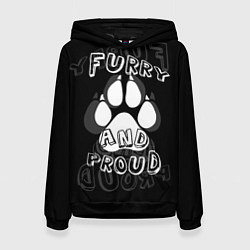 Толстовка-худи женская Furry proud, цвет: 3D-черный