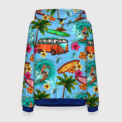 Женская толстовка Пальмы, волны, серфинг