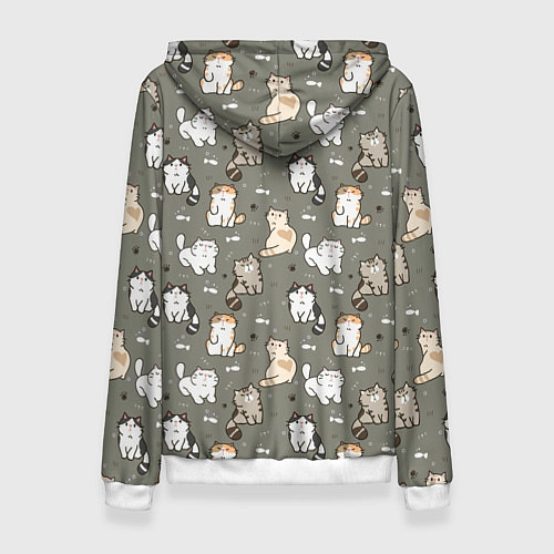 Женская толстовка Кошечки с рыбками / 3D-Белый – фото 2