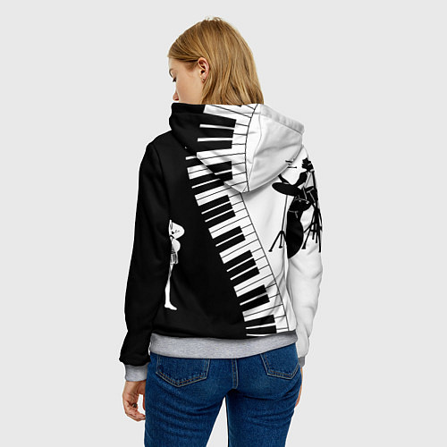 Женская толстовка Черно Белое пианино / 3D-Меланж – фото 4