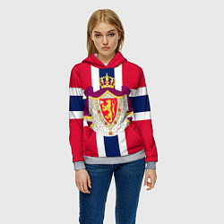 Толстовка-худи женская Норвегия Флаг и герб Норвегии, цвет: 3D-меланж — фото 2