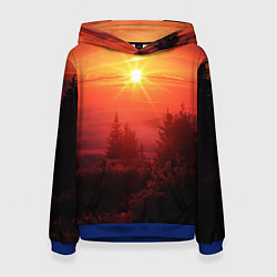 Толстовка-худи женская УТРЕННИЙ РАССВЕТ НАД ОБЛАКАМИ, цвет: 3D-синий