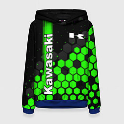 Толстовка-худи женская KAWASAKI КАВАСАКИ, цвет: 3D-синий