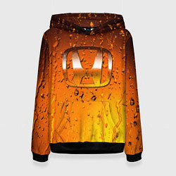 Толстовка-худи женская Honda капли дождя, цвет: 3D-черный