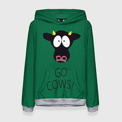 Толстовка-худи женская Go Cows, цвет: 3D-меланж