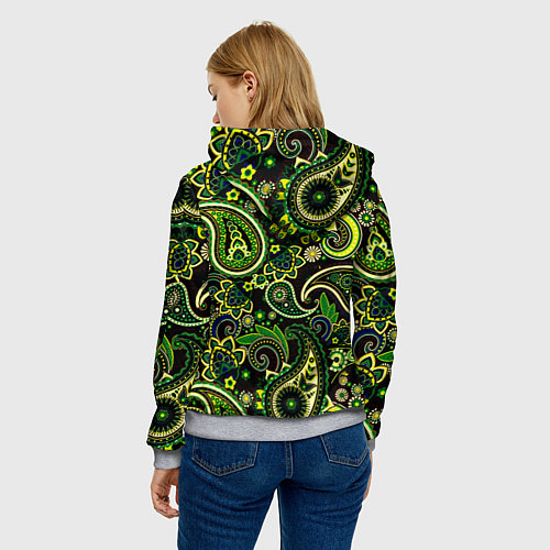 Женская толстовка Ярко зеленые славянские узоры / 3D-Меланж – фото 4