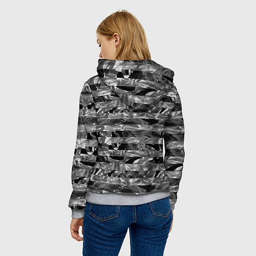 Женская толстовка Черно -белый полосатый узор / 3D-Меланж – фото 4