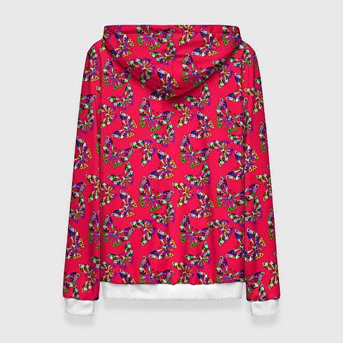 Женская толстовка Бабочки на красном фоне / 3D-Белый – фото 2