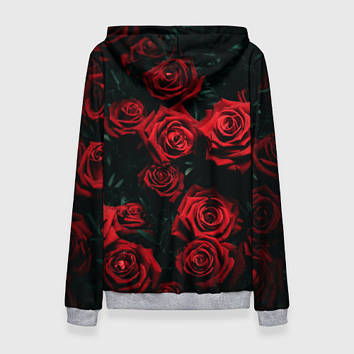 Женская толстовка РОЗЫ НА ЧЁРНОМ ФОНЕ / 3D-Меланж – фото 2